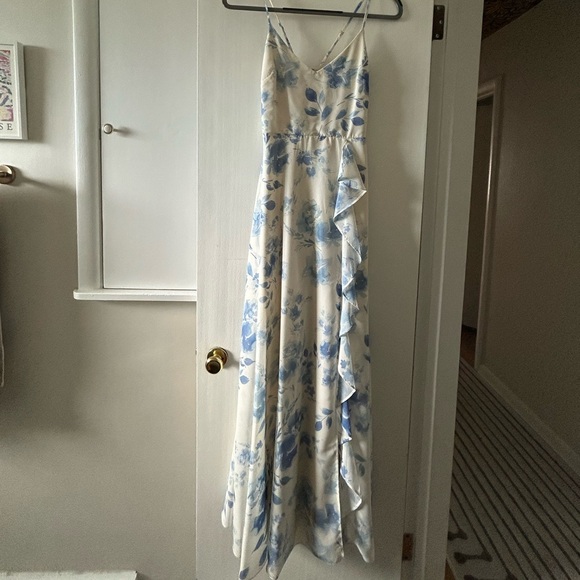 White/Blue Birdy Grey Floral Bridesmaid Dress - XS - Picture 3 of 3